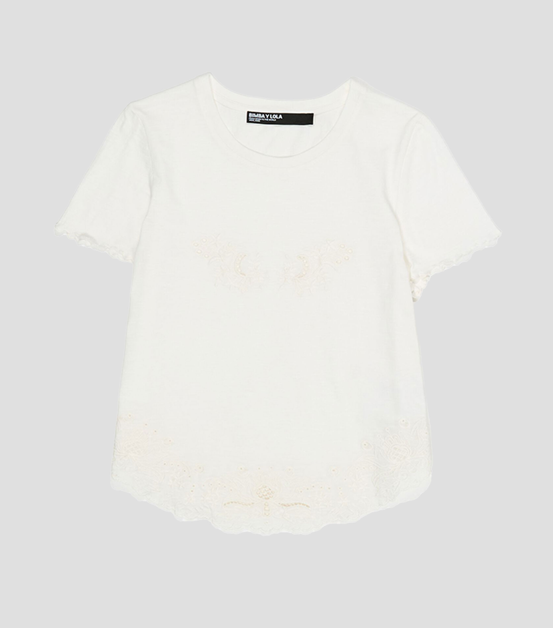 Playera bordados marfil Mujer